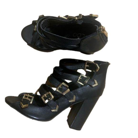 Aldo - black heels with gold buckles - size 7.5 - Picture 6 of 7